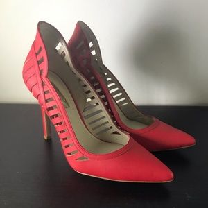 Size 7 BCBG Red Leather Pumps Excellent Quality